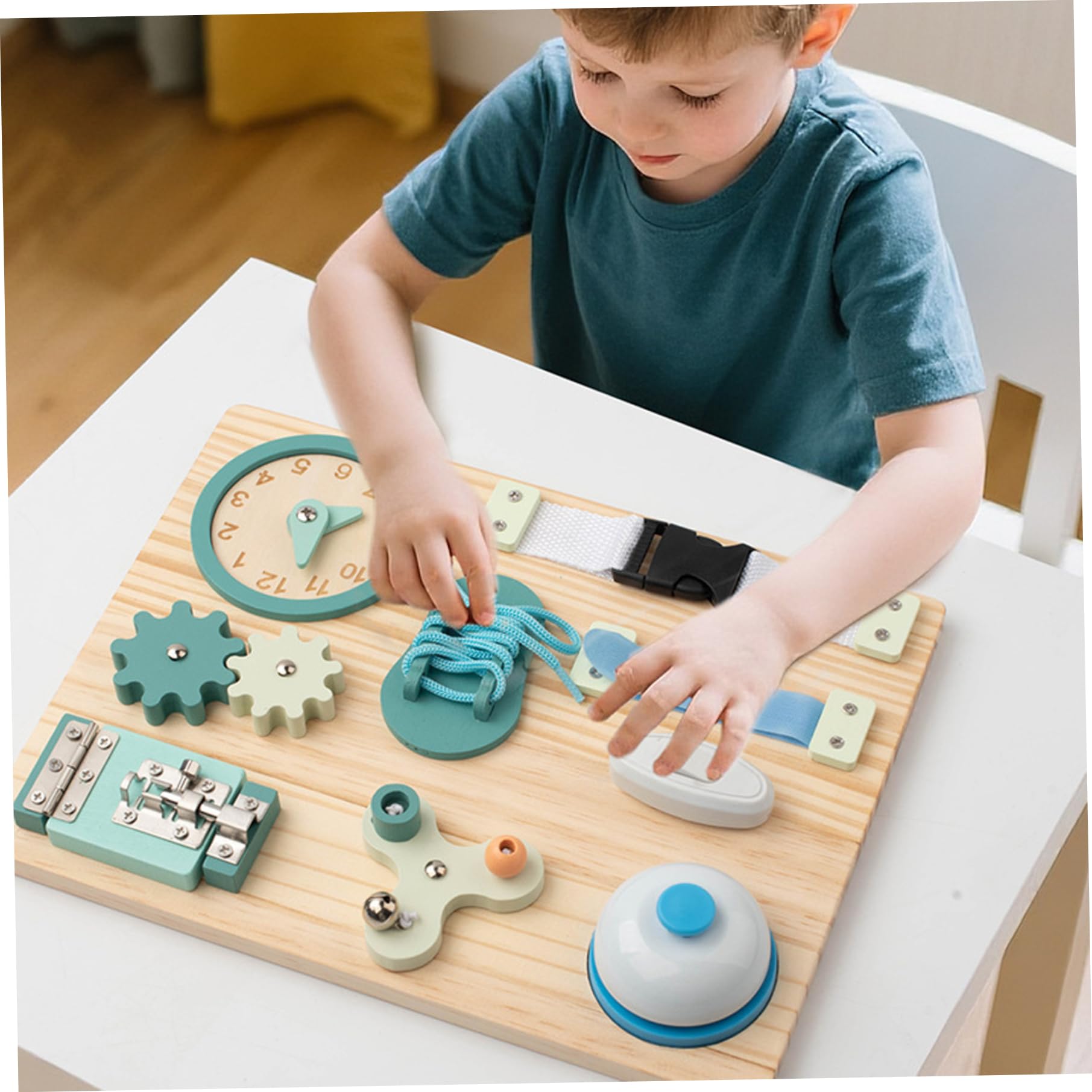 Tablero Ocupado de Madera de 9 vías para Habilidades motoras Finas, Juguetes Montessori, Bonita Mesa de Actividades para niños y niñas a Partir de 1 año