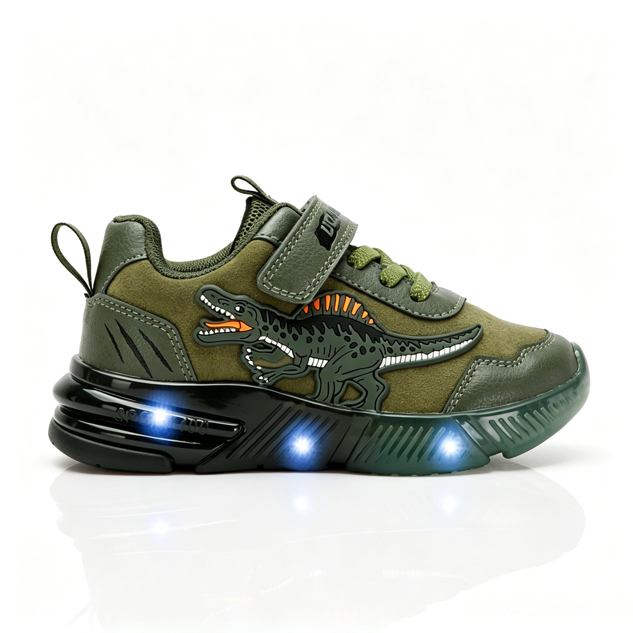 Moda Scarpe Sportive per Bambini e Bambine con Dinosauro Flash per 2-6 Anni, Tomaia in Pelle