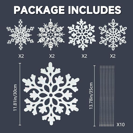 Large Snowflakes Ornaments for Outdoor Indoor Christmas Tree Decorations