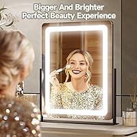 Vista 2 de PRIMETEK Vanity Mirror with Lights, 19"x22" Large Makeup Mirror with Lights, LED Lighted Makeup Mirror, Touch Screen with 3-Color Lighting, Dimmable