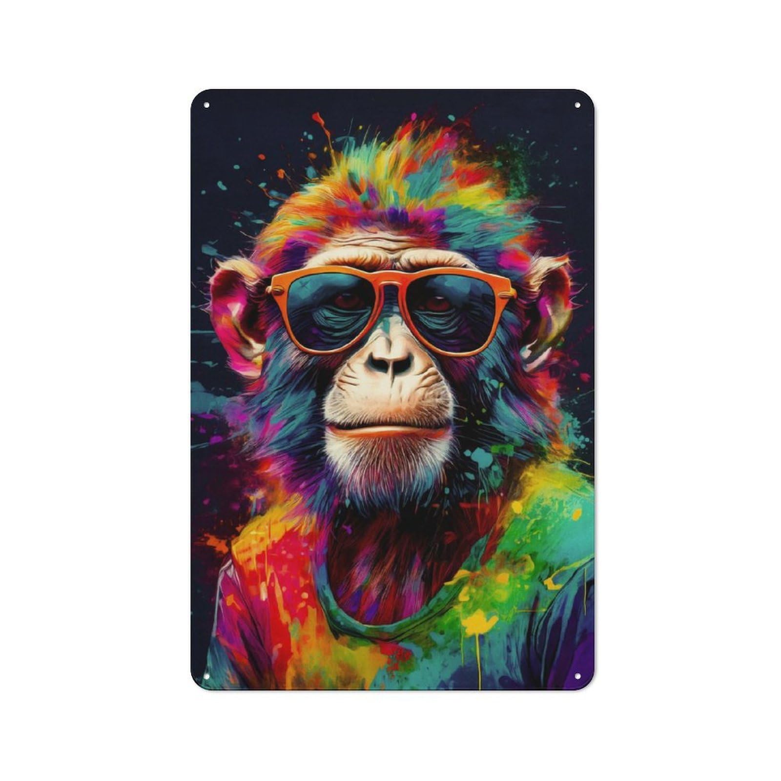 Junmoney Cool Monkey Art For Café Or Restaurant, Vintage Metal Sign 30X20cm, For Vintage Wall Decor Fans, For Cafés, Pubs And Restaurants