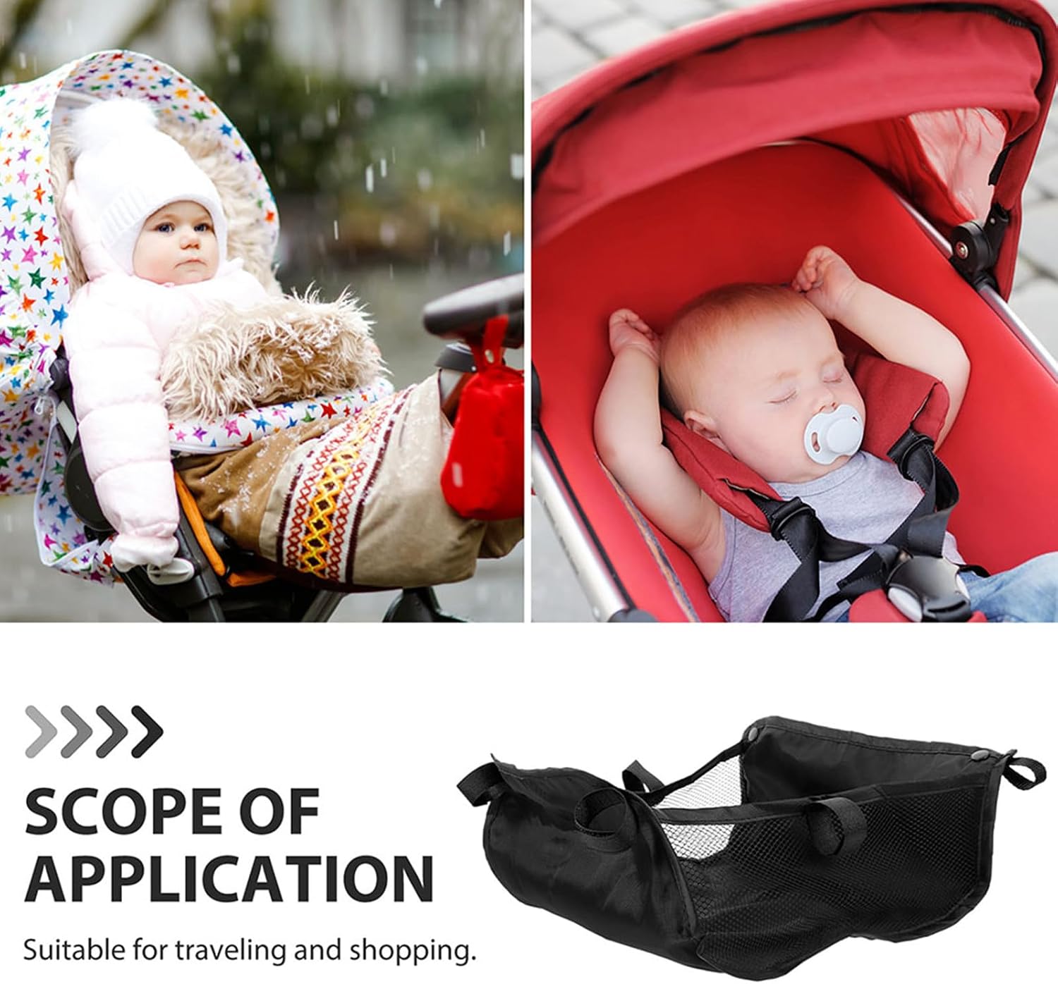 Large Capacity Under Stroller Storage Bag for Diaper Bags and Universal Stroller Basket Attachment Easy Installation Organizer for Wagon Accessories