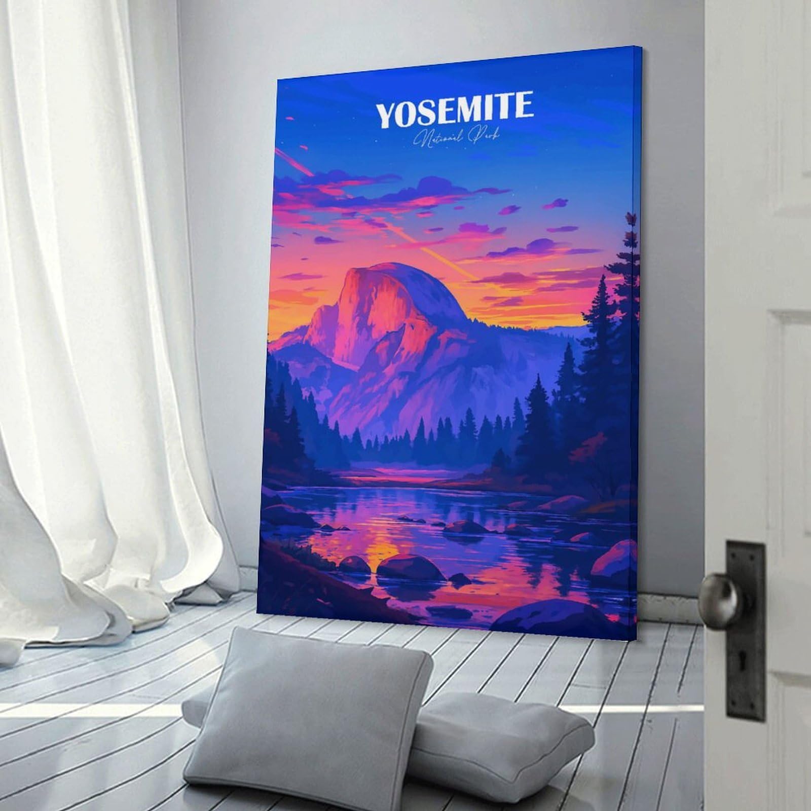 Junmoney Frame-Style-12 Yosemite National Park Landscape Art(2) Canvas Wall Decor, 24X36inch(60X90cm), For Office, Study Or Home Workspace, Wall Art That Adds Style To Work Areas