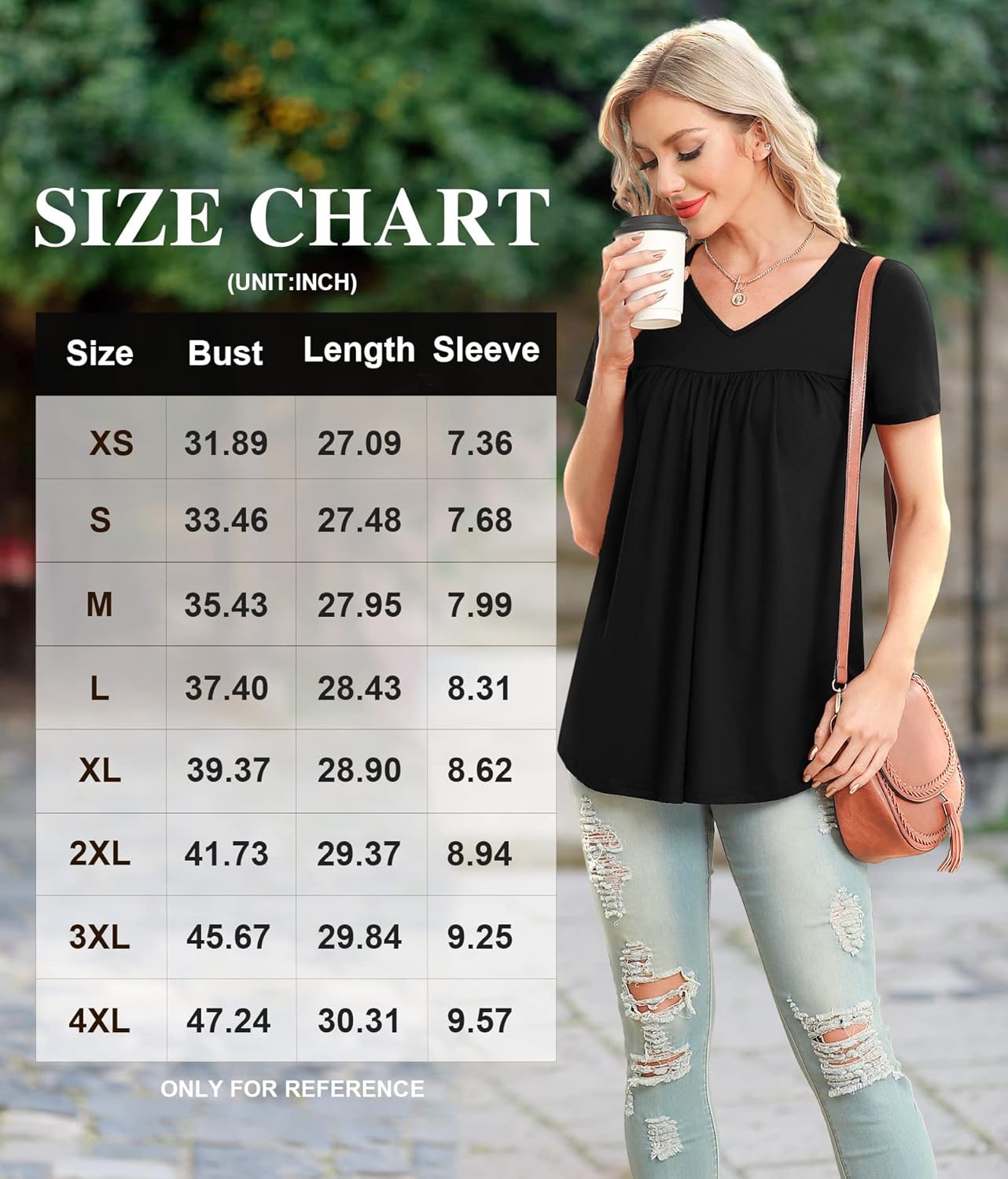 LAOLASI Womens Summer Tunic Tops 2025 V Neck Short Sleeve Shirt Casual Tee Flowy Blouse S-3XL - Image 5