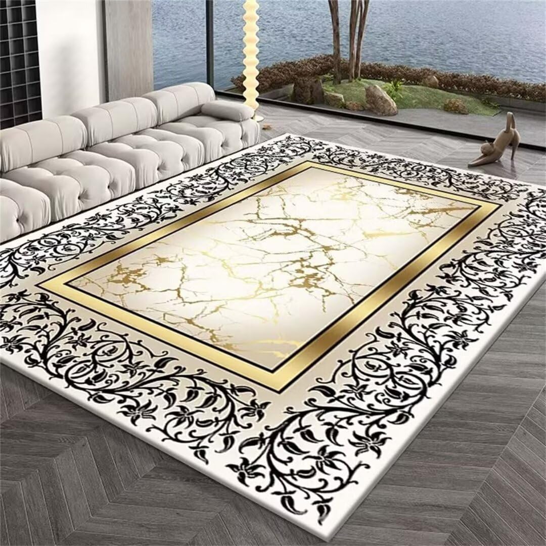 Tapis de chambre adulte parfait en descente de lit motif doré salon