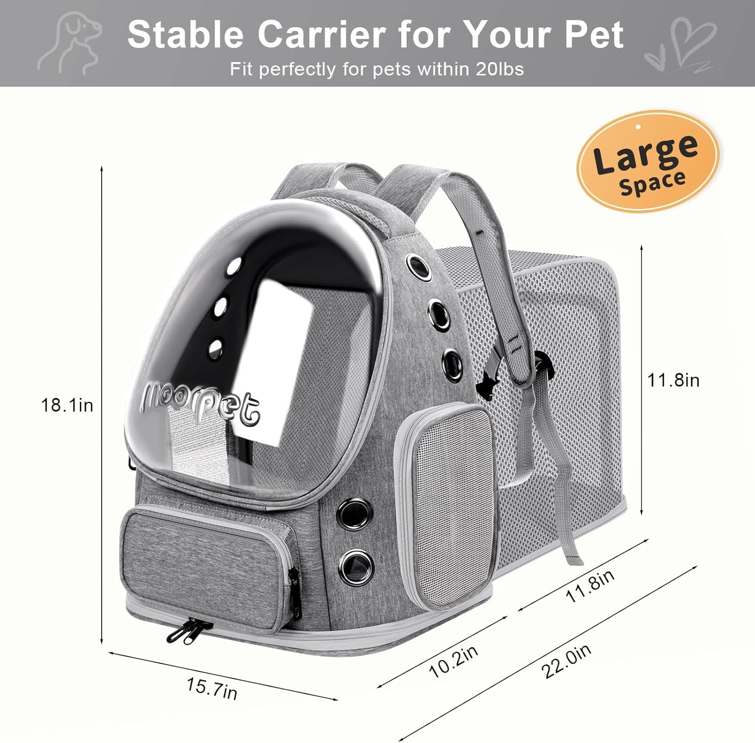 Brikipth Cat Backpack Carrier,Expandable Pet Bubble Backpack Airline Approved, Pet Travel Carrying Bag for Small Medium Cats and Puppy with Hiking Walking Outdoor Use 4