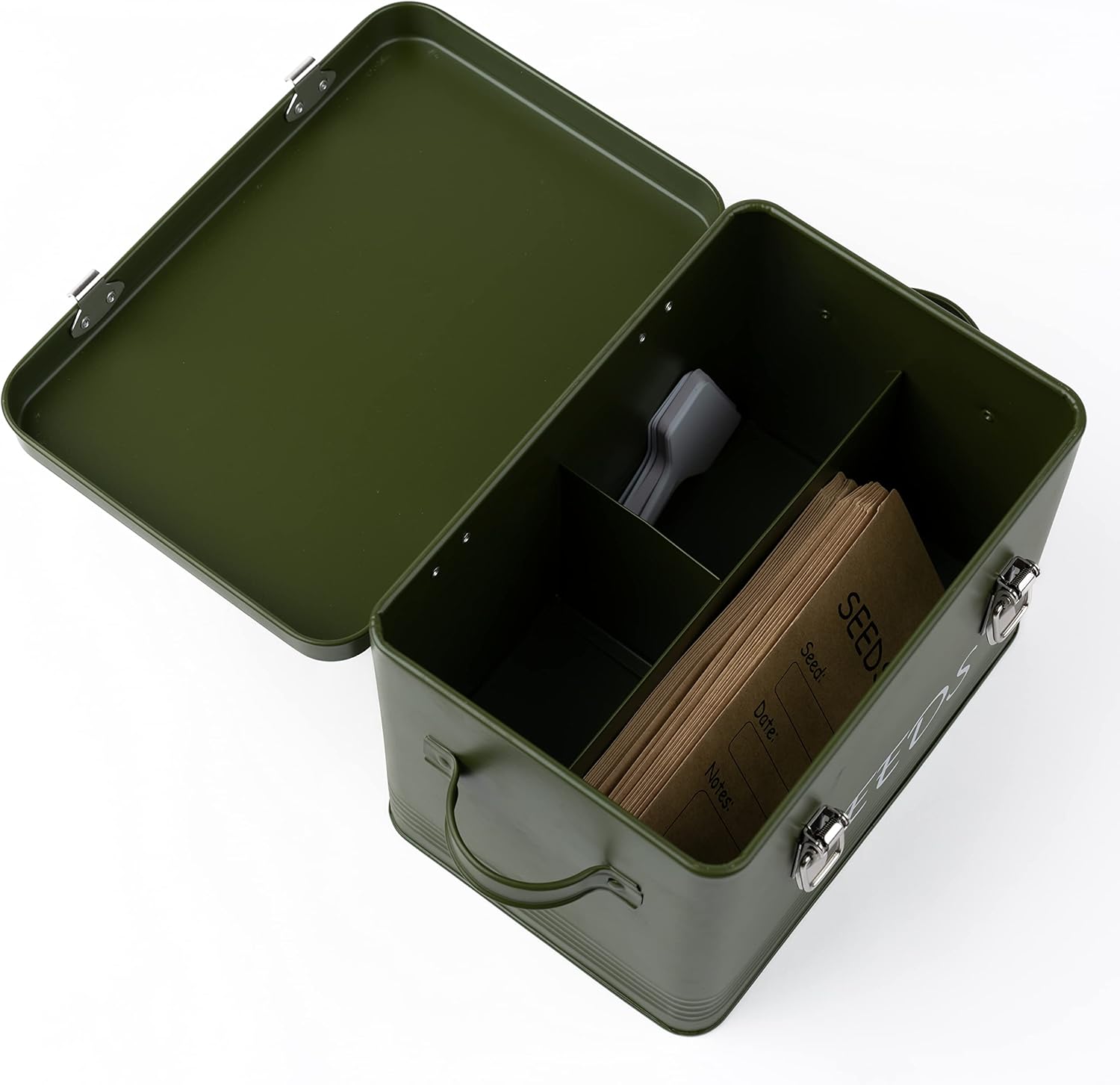 Seed Storage Box Garden Seed Packet Storage Organizer Seed box with dividers, Comes with 10 Seed envelopes, 10 Plant Labels - Image 3