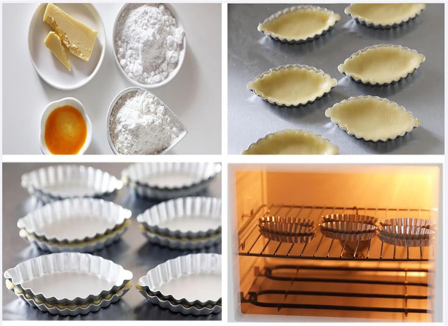 12Pcs 3.74 Inch Aluminum Fluted Boat Tart Pan, Mini Oval Tartlet Mold for Egg Tarts, Quiches, Cheesecakes, Wavy Tartlet, Fruit Tats - Silver
