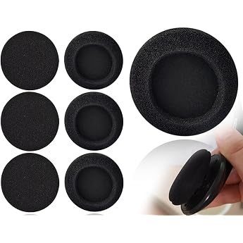 KAPSING Pack of 6 Headphones Ear Pads Foam Pads Replacement Ear Pads Foam Ear Cushions 55 mm Black Replacement Earpads Audio Headphones