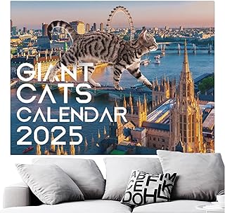 12 か月猫カレンダー 2025、楽しい猫壁掛けカレンダー 2025 | 興味深いアーバンビッグキャット 2025 カレンダー | 12か月の壁掛け猫が地球を支配するファミリープランナー、垂直月間正方形壁掛けカレンダー、ホームビジネススクール用