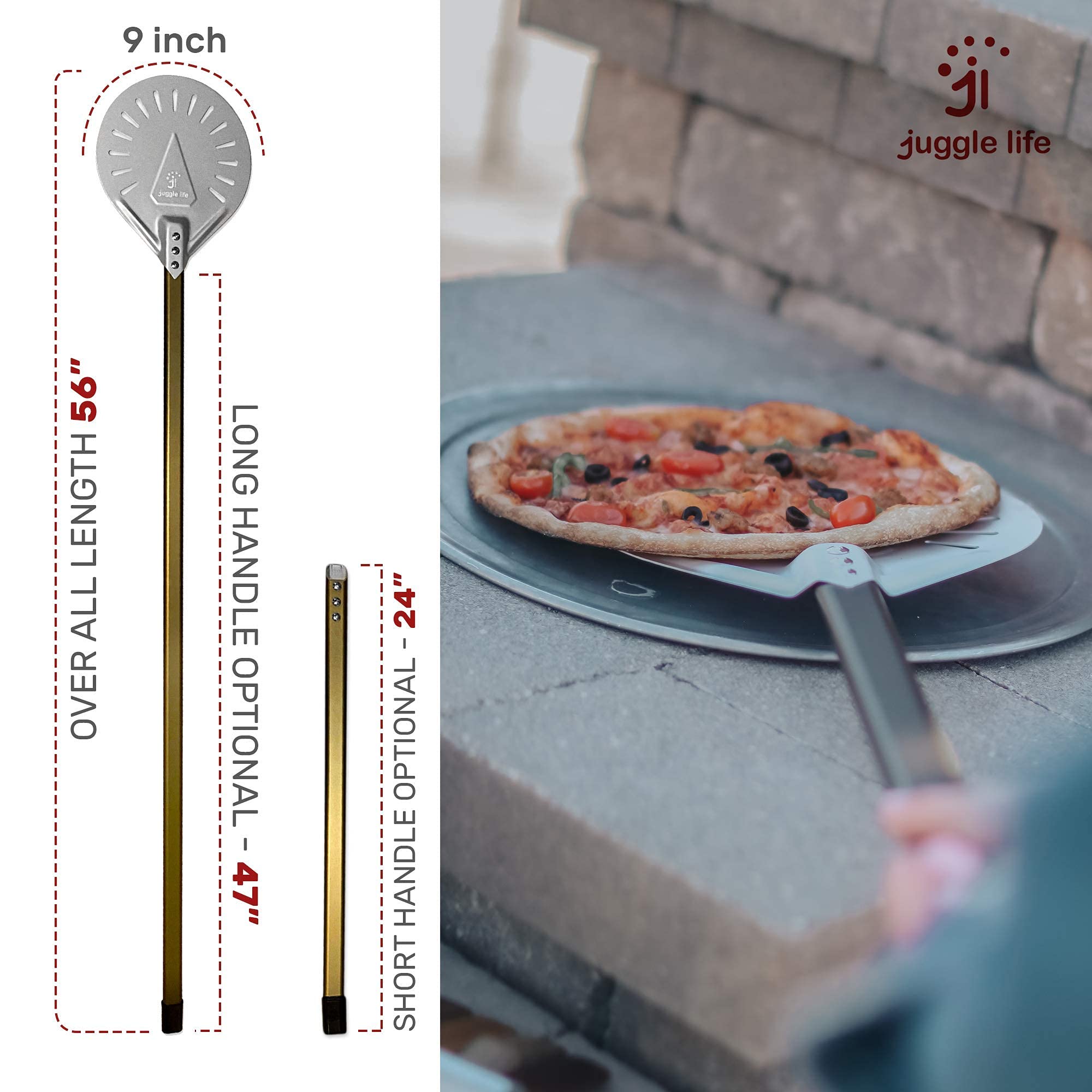 Buy Pizza Turning Peel 9" Round Aluminum Metal Pizza Spinner w/TWO