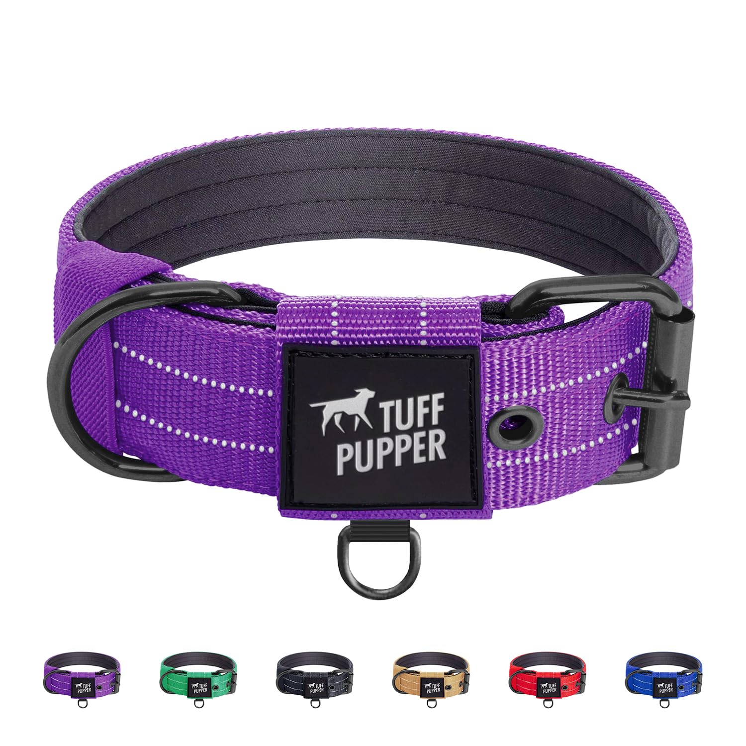 Tuff Pupper Heavy Duty Tactical Dog Collar (Purple, Large)