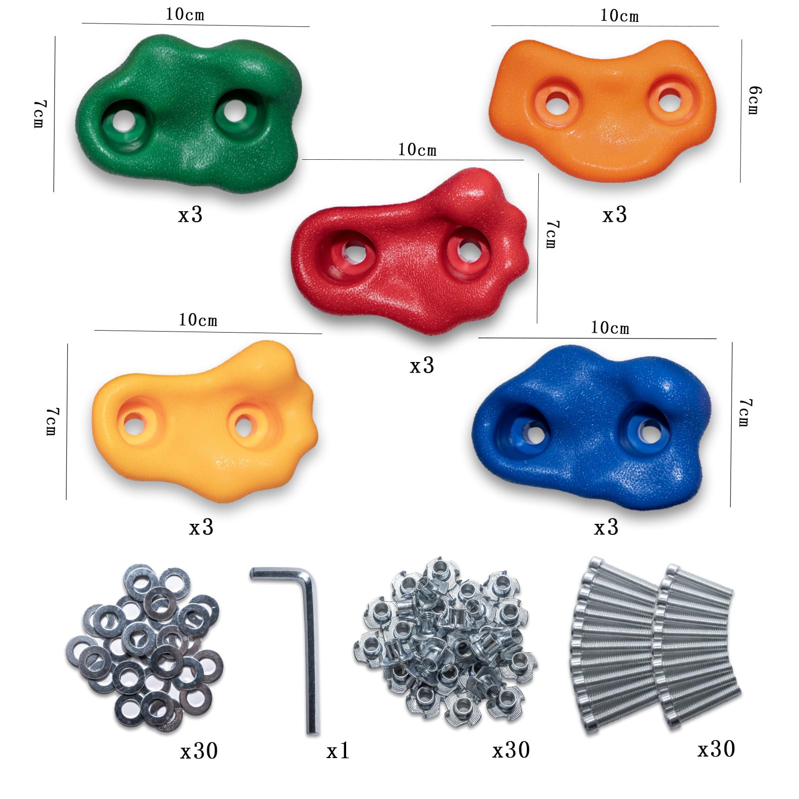 CIMOYBAI 15 Stücke Klettergriffe, Klettersteine Kinder Outdoor, Mehrfarbig Klettergriffe Kinder, Kletterwand Griffe Mit Befestigungsschrauben Für Spielturm Und Kletterwand