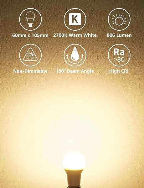 Lepro Bayonet Light Bulb, 60W Equivalent, Warm White 2700K, 8.5W 806lm B22 LED Bulb, BC A60 GLS Energy Saving Lightbulbs, Non-dimmable, Pack of 6 - 2