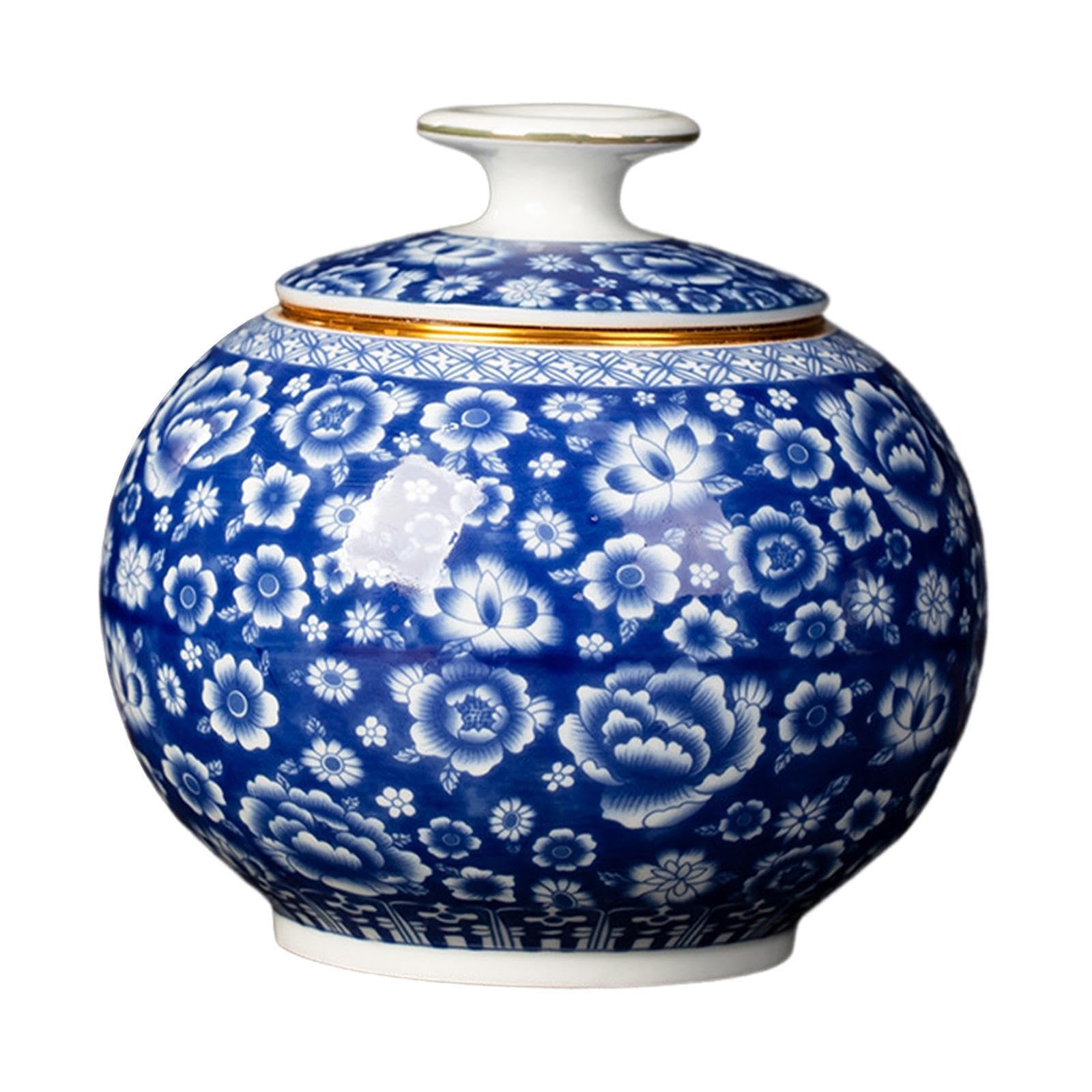 QIXCXAZ Classic Ginger Jar And Ceramic Ginger Jar Vase Stunning Decorative Centerpiece For Home Compositions Ceramic Vase With Lid Is Suitable For Display, Style D