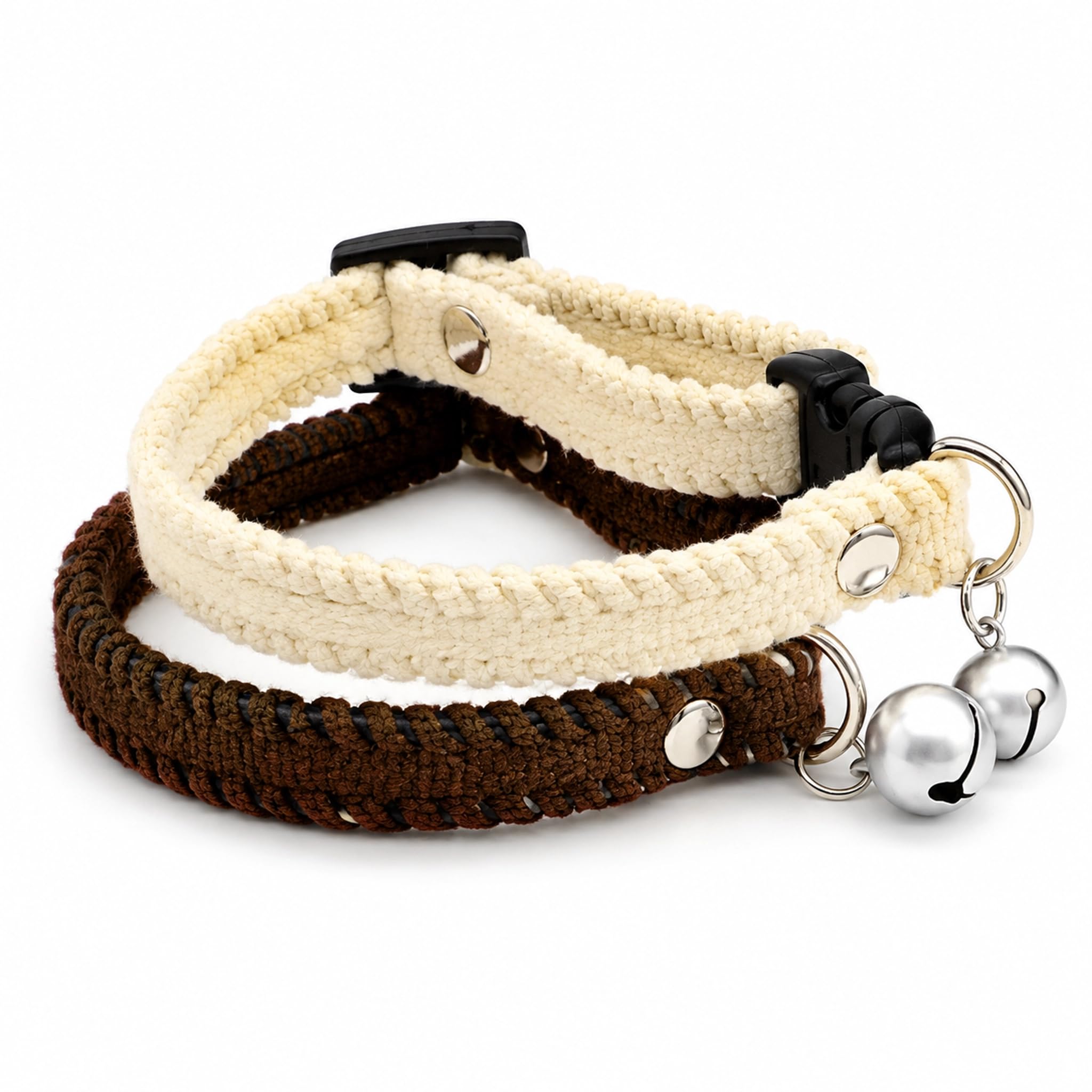 Votuda 2 Pack Soft Knitted Cat Collar Breakaway Safety Buckle Adjustable M