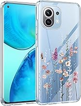 Case for Xiaomi Mi 11 5G, Transparent TPU Case with Painted Flower Patterns, Ultra Slim Women Silicone Phone Protection Case Cover-3