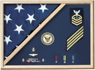 Air Force Reserve Flag Display Case Perfect for 3ft X 5 Ft American Flag, Solid Cherry Wood, American Made