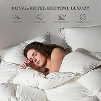 Vista 2 de BPC Edredón de plumas tamaño Queen de gran tamaño para todas las estaciones, relleno de 750 pulgadas con funda de mezcla de algodón egipcio