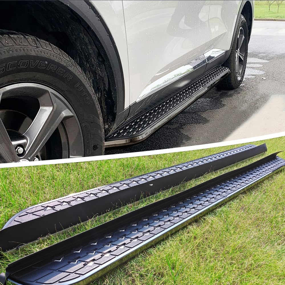 2PCS Side Step Accessories Fit for Ford Everest 2024 2025 Running Board Padel Step Bar Aluminum All Black (with Bracket) HBMTX