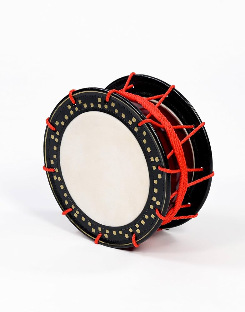 エイサー締め太鼓 バチ付き 沖縄購入 エイサー用大太鼓(中) 水牛皮 直径36c×高さ37cm バチ2本付き沖縄