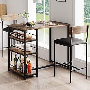 Amazon.com - GAOMON Rustic Brown 3-Piece Counter Height Bar Kitchen ...