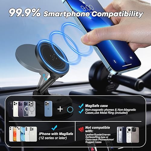 Miniatura 5 de Aspiradora de nano gel para montaje en automóvil, 108 libras, succión más fuerte y 3600 gf magnética más fuerte, soporte magnético ajustable de 360