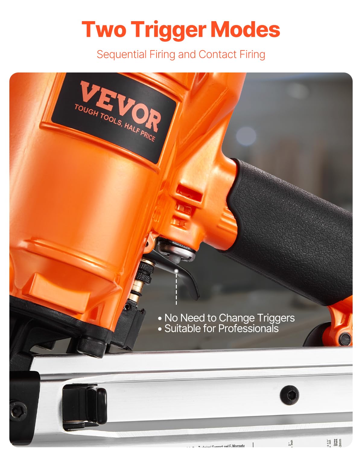 VEVOR Druckluft Nagler, 50-90 mm, 21 Grad Rundkopf, pneumatische Nagelpistole, 80-120 PSI