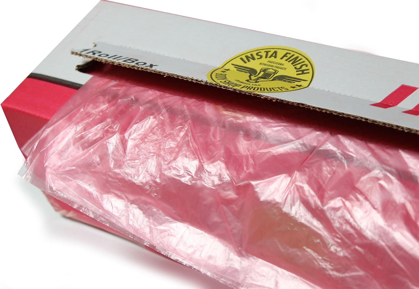Corona Treated Pink Plastic Sheeting, 16 ft x 400 ft, Auto Body Masking Film, Overspray Protection, Fits Vans and SUVs Vehicles, Tear and Rip Resistant Polyethylene Film, KAS-16X400