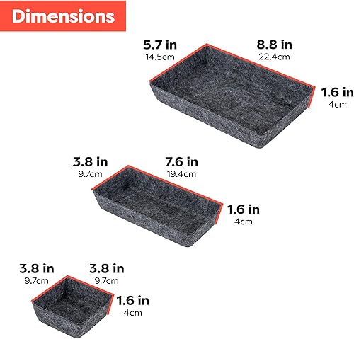Miniatura 5 de Rajas Goods - Organizador de cajones compatible con cajones Ikea Alex, juego de 10 organizadores modulares de bandejas de fieltro, ajuste perfecto