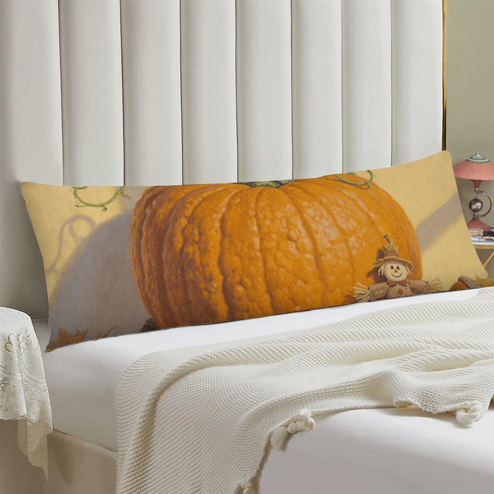 Body Pillow Cover 20x54 Long Pillow Case with Invisible Zipper Breathable Microfiber Pumpkin Pillowcase Soft Cozy Protector for Bedroom Couch Sofa Bed Home Decor All Seasons