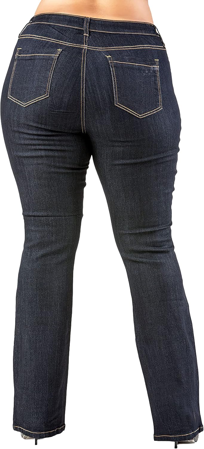 Standards & Practices Women's Plus Size Dark Stretch Denim Flare Bootcut Premium Jeans