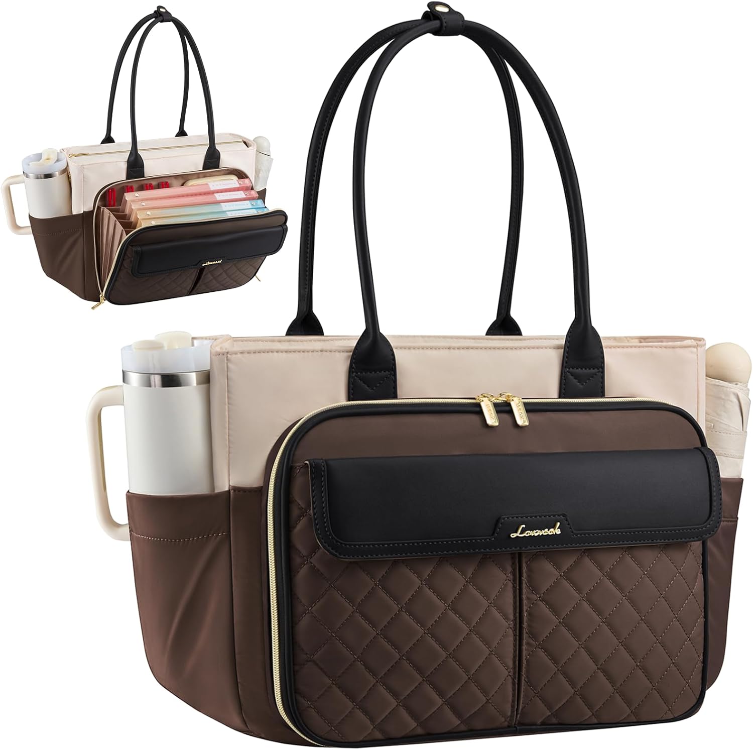 LOVEVOOK Teacher Tote Bag for Women, Laptop Bag Briefcase with Accordion File Pocket, Nurse Handbag for Work, Travel, College