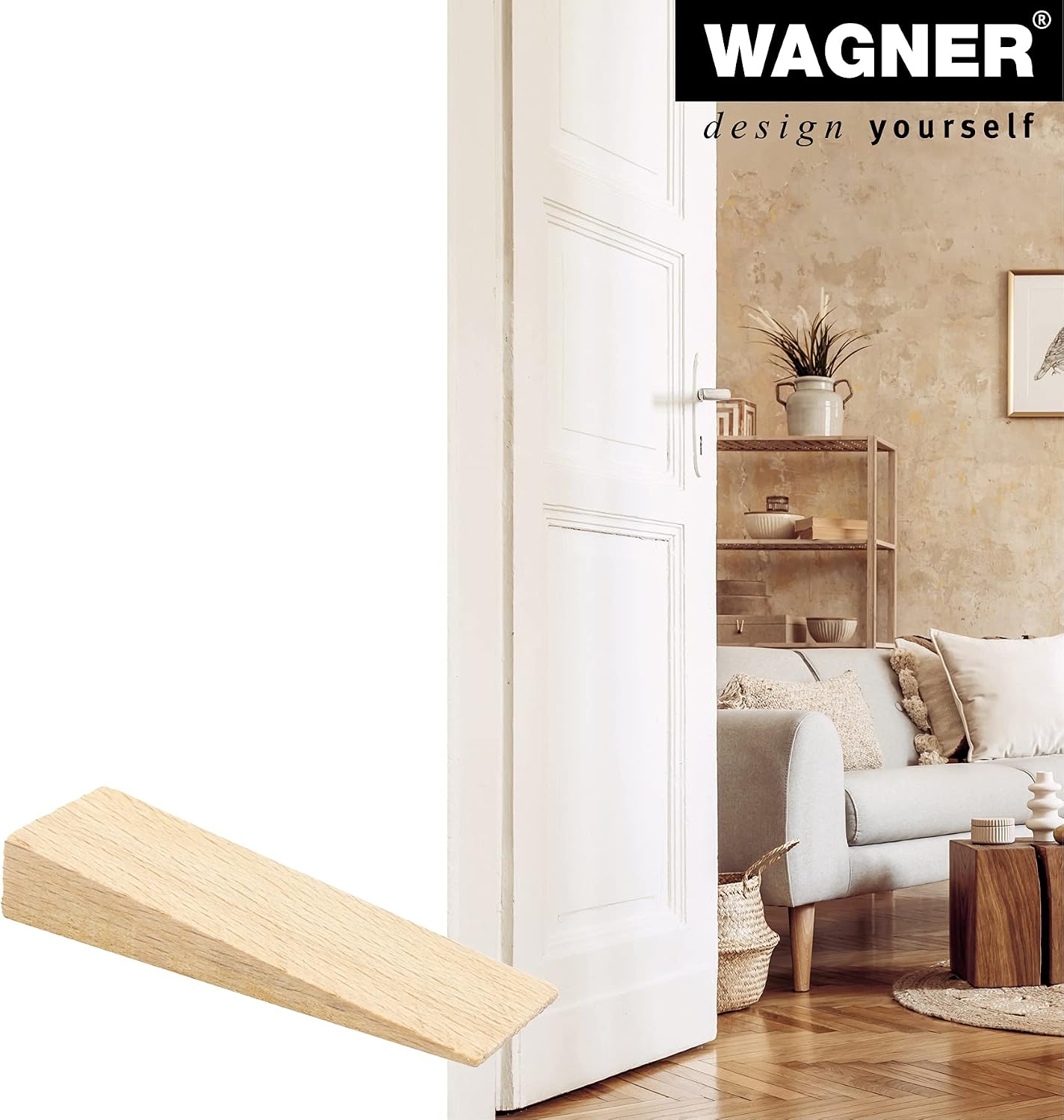 Wagner Door Wedge/Doorstop Wood 4pcs. Set, 70 x 22 x 12 mm, Wooden Wedge Made of Solid Beech Wood - Image 4