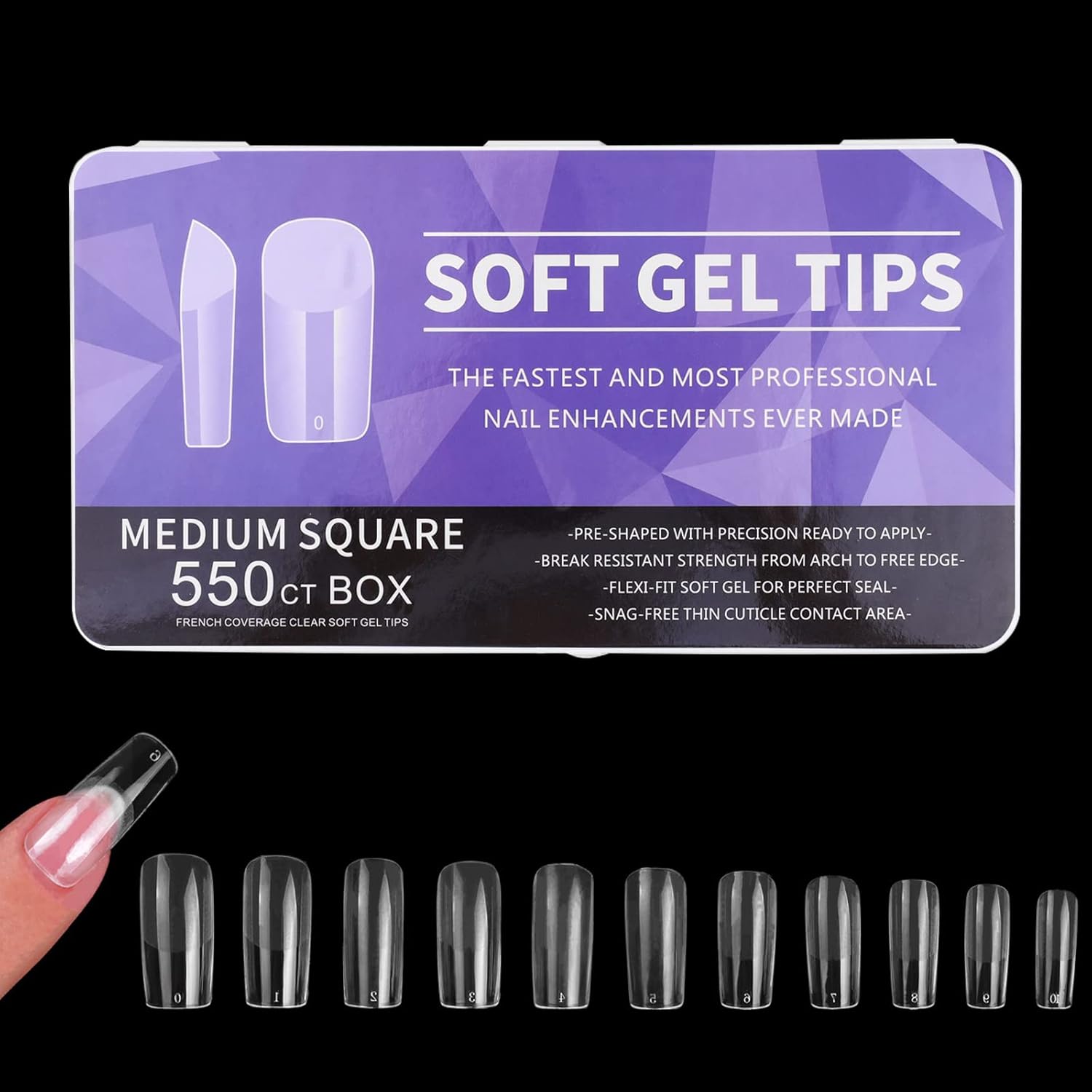 550PCS Full Cover Nail Tips,HOINCO Frosted Nails Tip Press