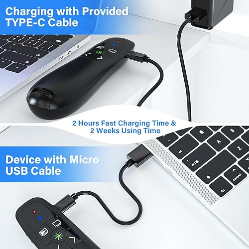 Vista 11 de Presentation Clicker Wireless Presenter Remote Clicker para Presentación de PowerPoint, puntero láser RF 2.4GHz USB PowerPoint Clicker Slide