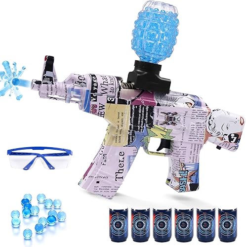 Lanzador eléctrico de bolas de gel de más de 160 FPS de alta velocidad con gafas, juguete de salpicaduras de bolas de gel recargable, juego en
