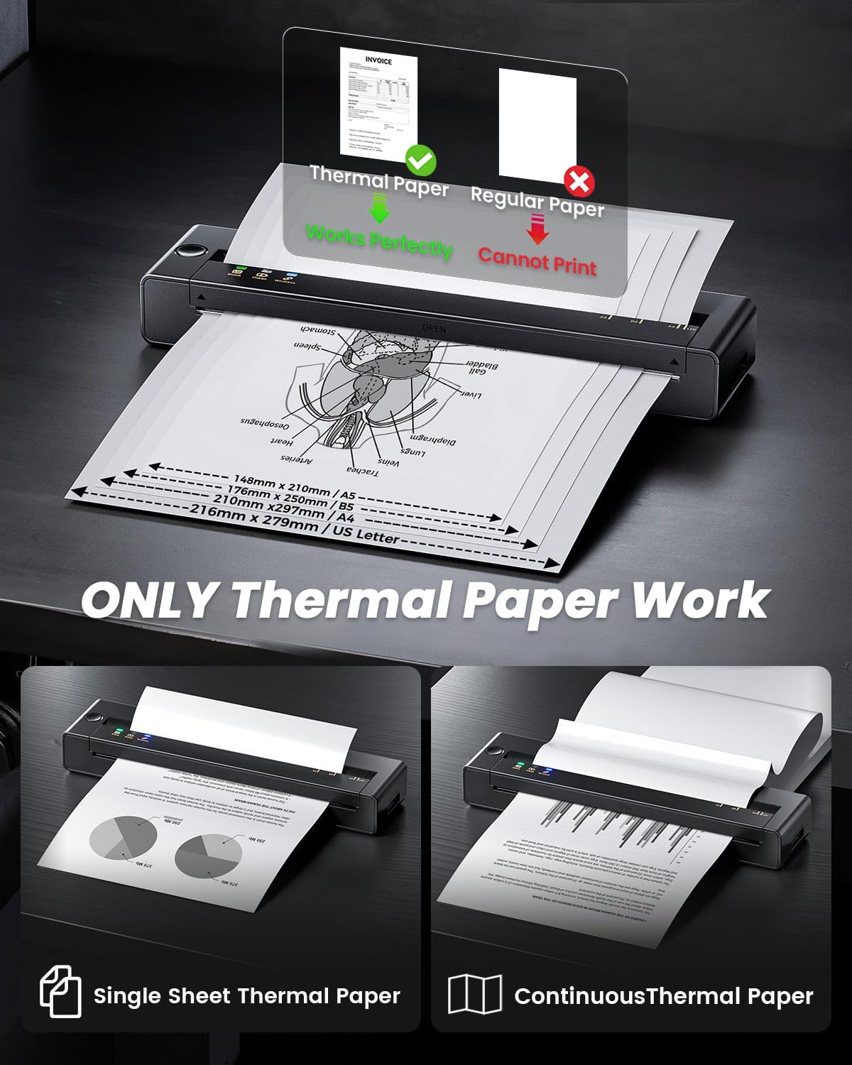 TATTMUSE Portable Printers Wireless for Travel, Inkless Thermal Printer Compatible with iOS/Android/PC, Bluetooth Small Mobile Printer Support 8.5" X 11" US Letter Thermal Paper | Bluetooth Mobile Small Compact Printer for Travel & Office & Home Use Compatible with Phone, Tablet & Laptop, Black 7 718MBocbCpL. AC SL1500
