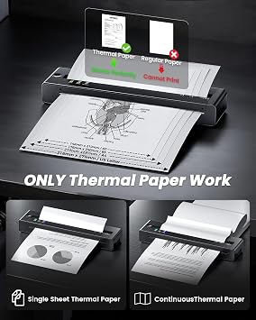 TATTMUSE A28U Portable Printer Wireless Inkless Thermal for Travel 8.5 x 11