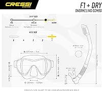 Vista 5 de Cressi Scuba Diving Snorkeling Kit - Freediving Mask & Dry Snorkel - F1 & Supernova Dry: Designed in Italy