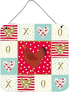 Caroline's Treasures CK5270DS66 New Hampshire Red Chicken Love Wall or Door Hanging Prints, Red Aluminum Metal Sign Kitchen Wall Bar Bathroom Plaque Home Decor, 6x6, Multicolor