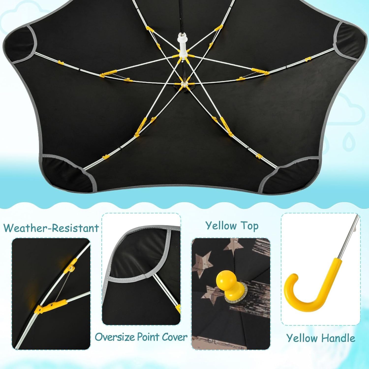 ODAWA Kids Umbrella Boy Ukraine Flag Kids Umbrella, J Handle Golf Umbrella