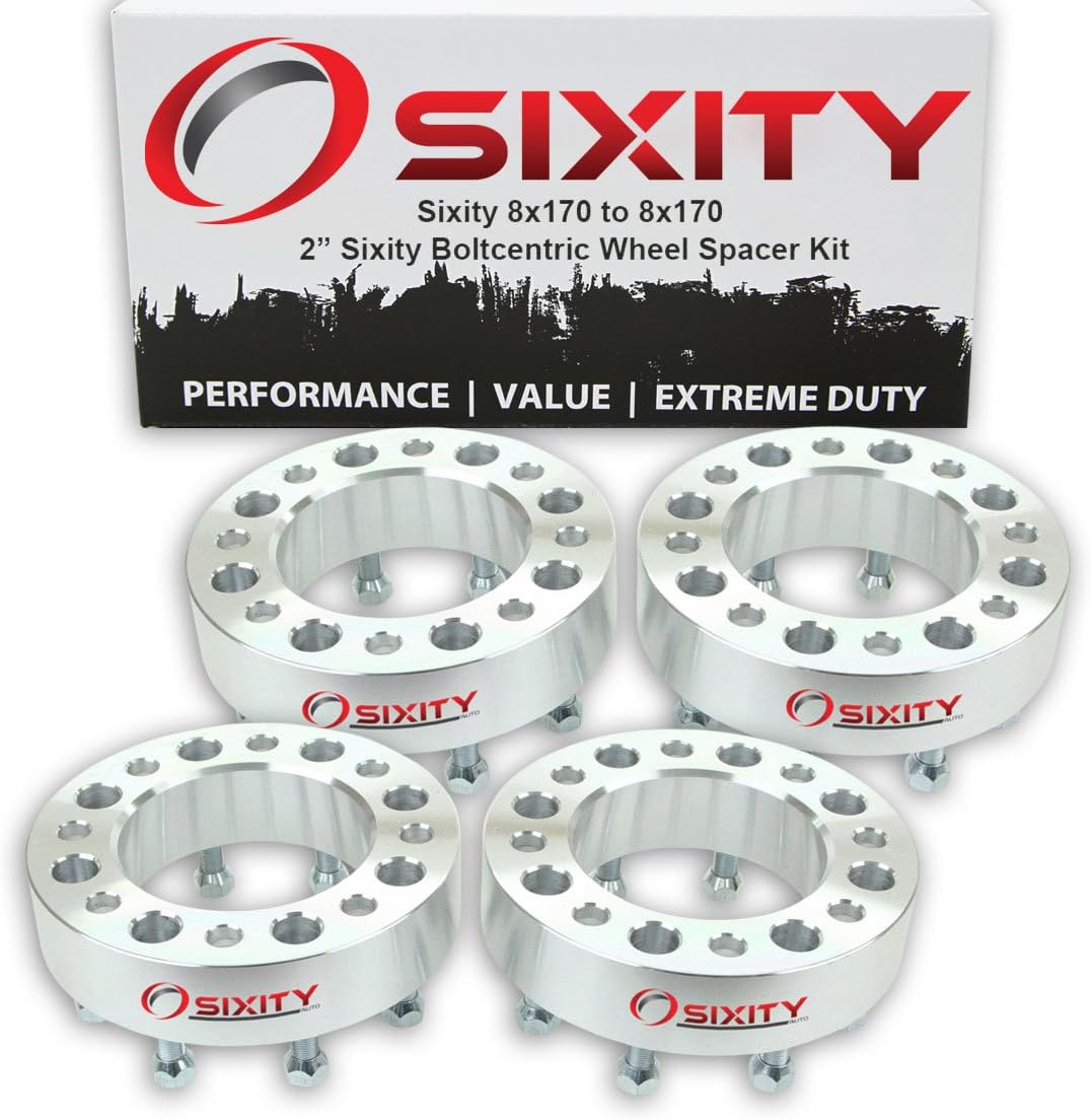 Sixity Auto 4 pc 2" 8x170 Wheel Spacers - Pickup Truck SUV M14x1.5mm 1.75in Studs Lugs