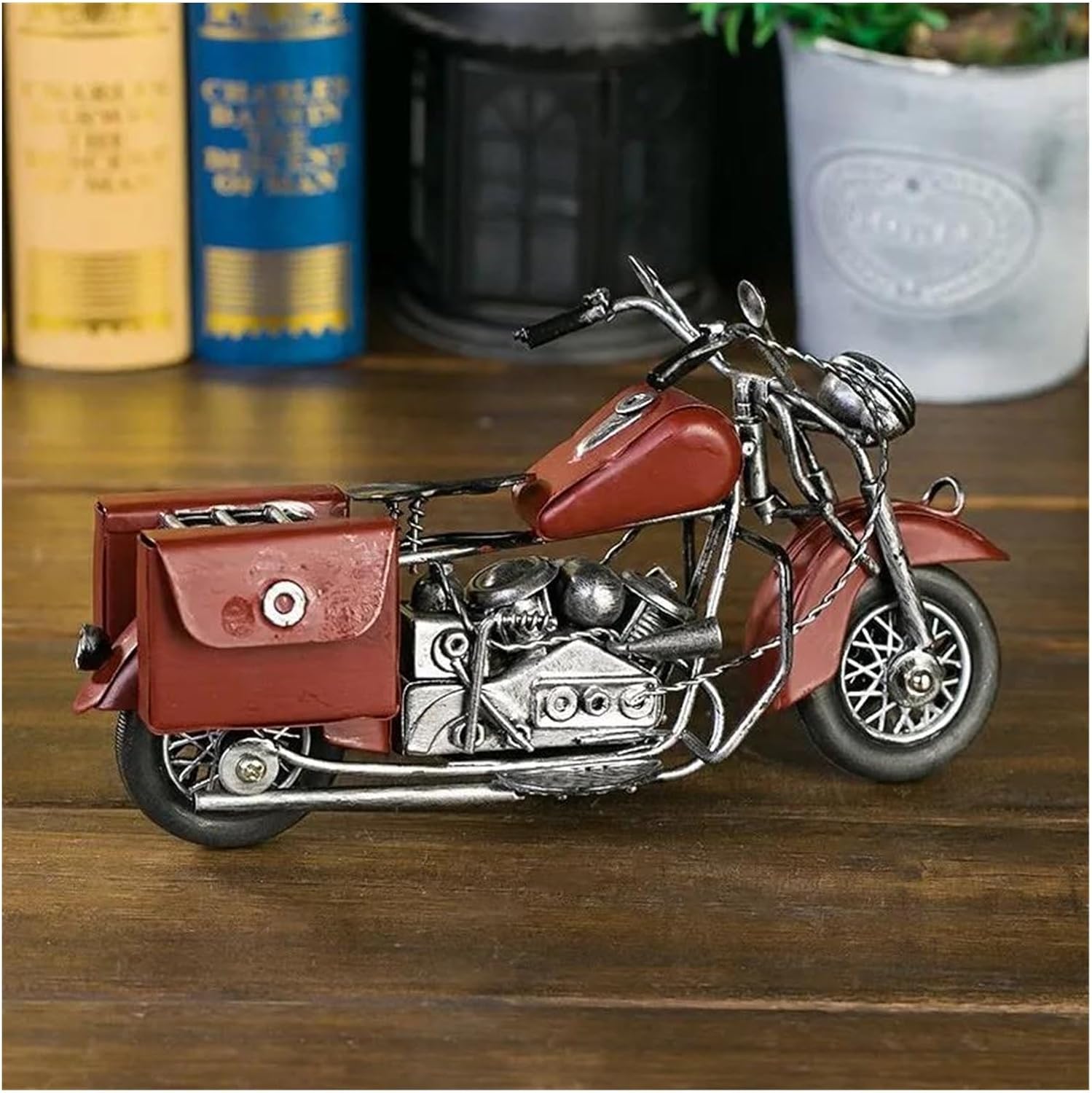 Mini Simulation Motorcycle Toys for Antique Metal Motorcycle European Ornaments Living Room Furniture Wine Cabinet Decorations Creative Crafts Adult for Boys(Blue)