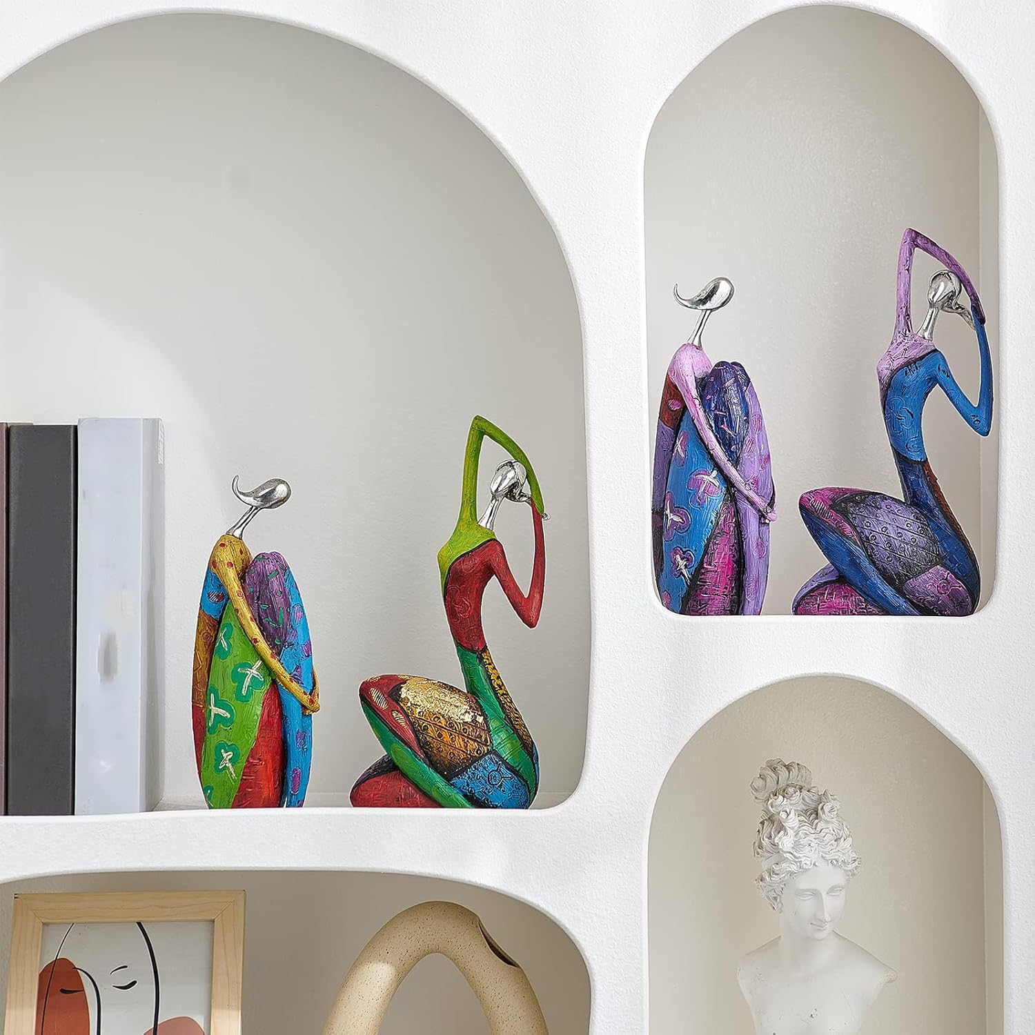 Octdays Art Yoga Female Sculpture Figurines, Abstract Woman Statue for Home Decor, Colorful Decorations for Living Room Shelf Office Cabinet Accents - B