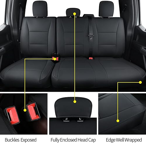 Miniatura 6 de Fundas de asiento de piel sintética F150, ajuste personalizado para Ford F150 SuperCrew 2015-2023 y F250 F350 F450 Super Duty Crew Cab 2017-2023