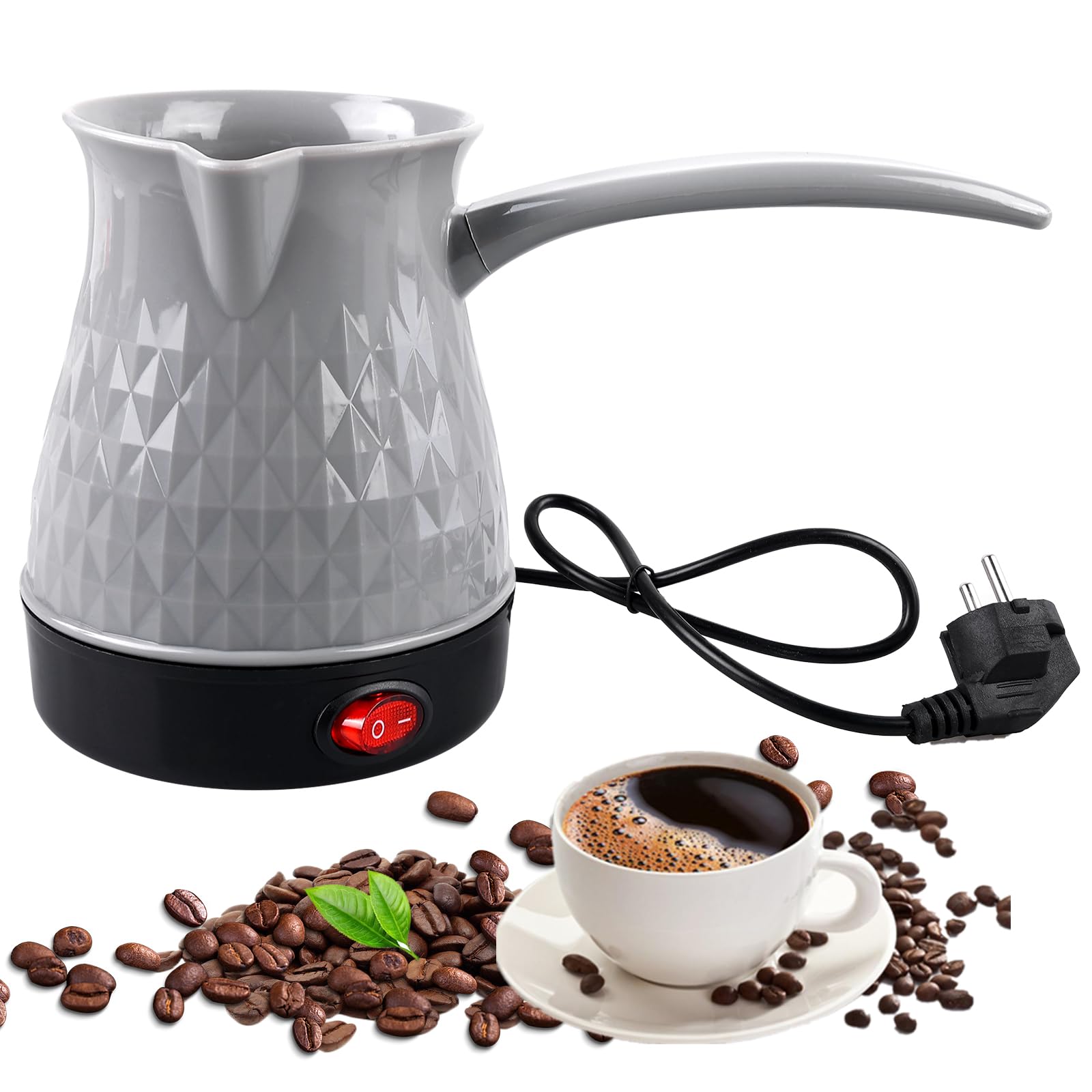 BORDEAG Cafetière électrique turque - 500 ml - Cafetière turque électrique - 220 V - Pour induction, maison, bureau, voyage (B)