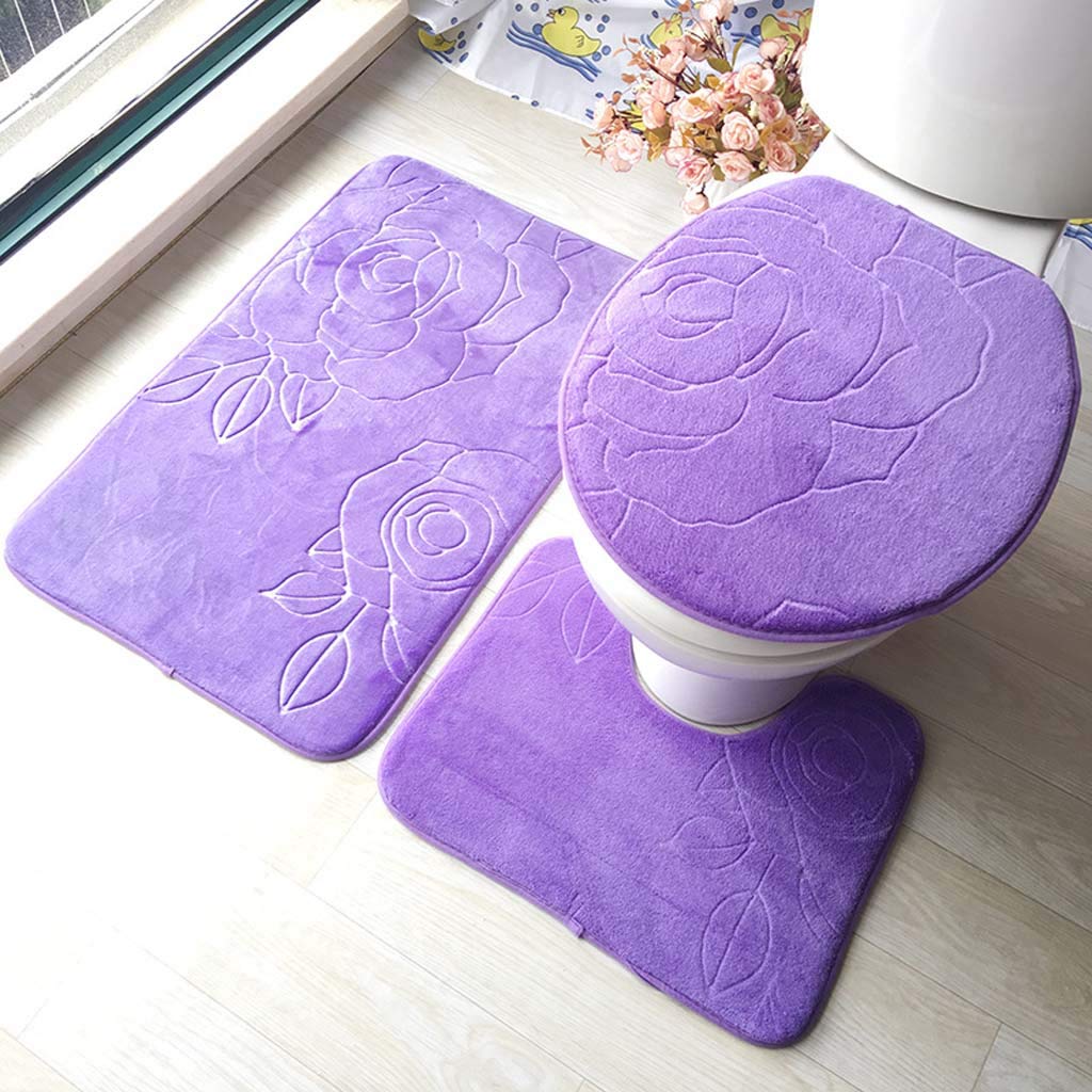 Tapis de bain antidérapant en flanelle 3 pièces pour éviter les glissades