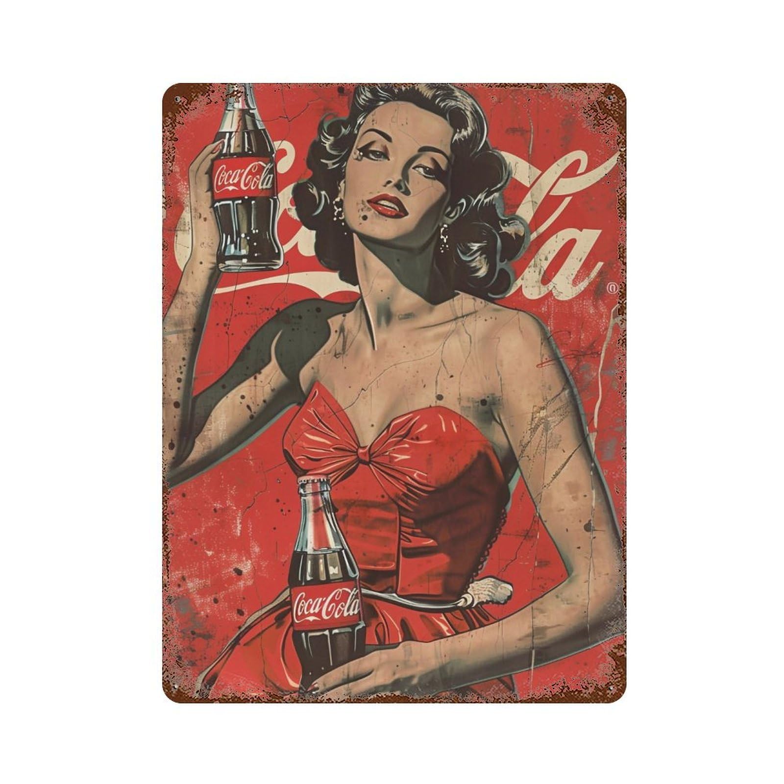 FHUYEURHRY Coca Cola Pin Up Girl 04 Wall Decor Retro Iron Vintage Art Metal Tin Sign Poster Modern Home Cofffee Club Art Bar Shop Decorations Style-37 40x30cm