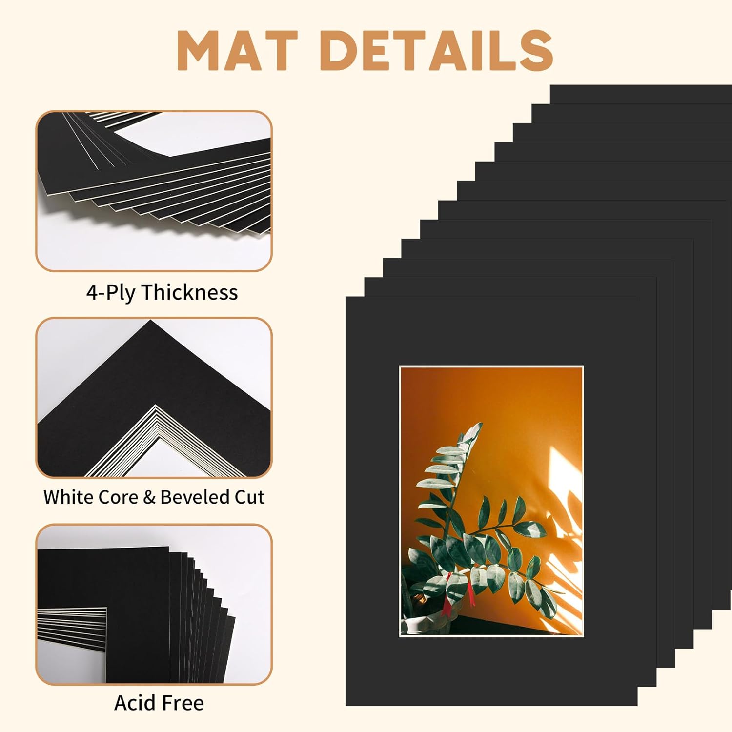 ZBEIVAN 5x7 Black Picture Mats with Core Bevel Cut Frame Mattes for 3.5x5 Pictures - Pack of 12 - Image 3